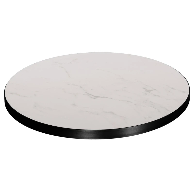 ΕΠΙΦΑΝΕΙΑ ΤΡΑΠΕΖΙΟΥ SINTERED STONE HM6653.02 WHITE MARBLE--ΠΛΑΙΣΙΟ ALU ΜΑΥΡΟ Φ70εκ.