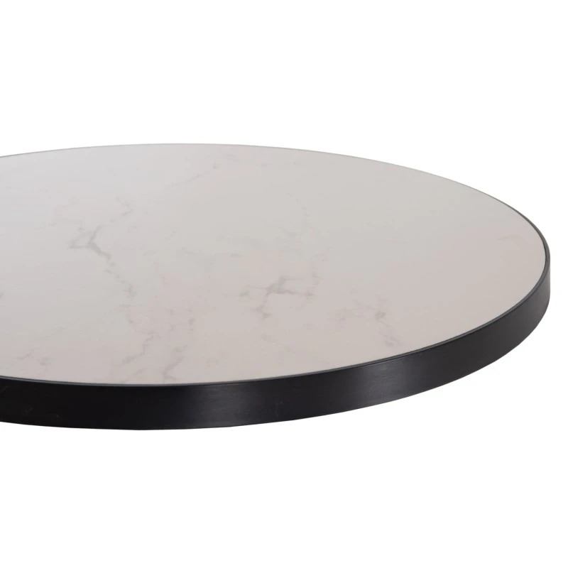 ΕΠΙΦΑΝΕΙΑ ΤΡΑΠΕΖΙΟΥ SINTERED STONE HM6653.02 WHITE MARBLE--ΠΛΑΙΣΙΟ ALU ΜΑΥΡΟ Φ70εκ.