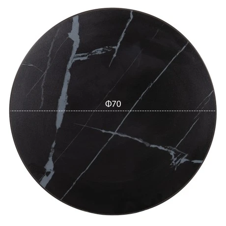ΕΠΙΦΑΝΕΙΑ ΤΡΑΠΕΖΙΟΥ SINTERED STONE HM6653.03 BLACK MARBLE--ΠΛΑΙΣΙΟ ALU ΜΑΥΡΟ Φ70εκ.