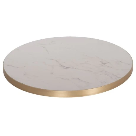 ΕΠΙΦΑΝΕΙΑ ΤΡΑΠΕΖΙΟΥ SINTERED STONE HM6653.12 WHITE MARBLE--ΠΛΑΙΣΙΟ ALU ΧΡΥΣΟ Φ70εκ.