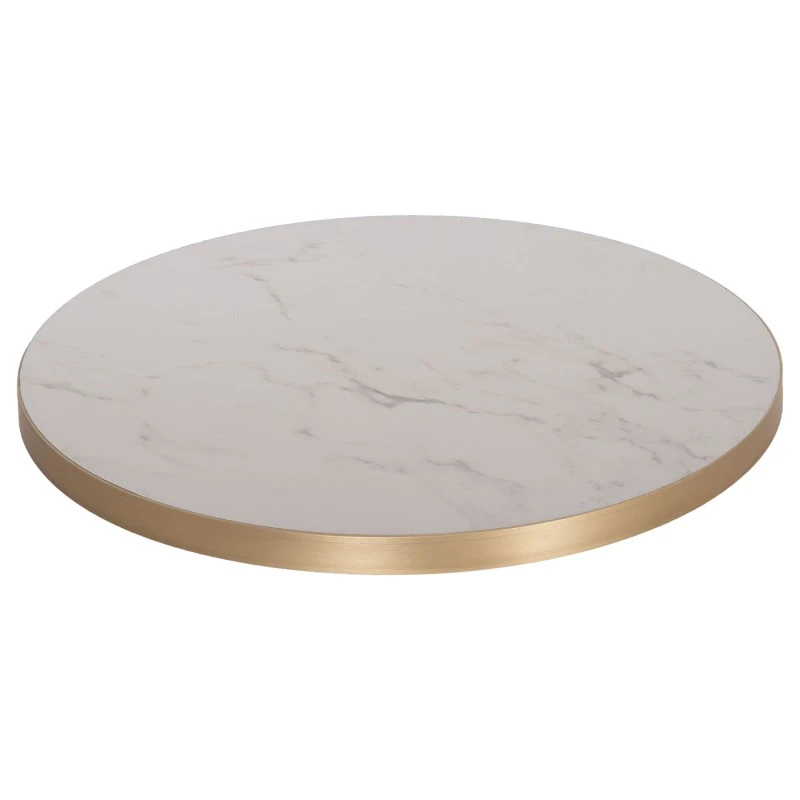 ΕΠΙΦΑΝΕΙΑ ΤΡΑΠΕΖΙΟΥ SINTERED STONE HM6653.12 WHITE MARBLE--ΠΛΑΙΣΙΟ ALU ΧΡΥΣΟ Φ70εκ.