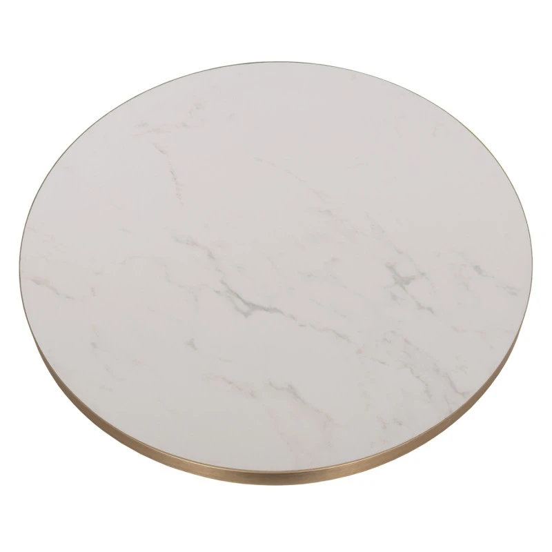 ΕΠΙΦΑΝΕΙΑ ΤΡΑΠΕΖΙΟΥ SINTERED STONE HM6653.12 WHITE MARBLE--ΠΛΑΙΣΙΟ ALU ΧΡΥΣΟ Φ70εκ.