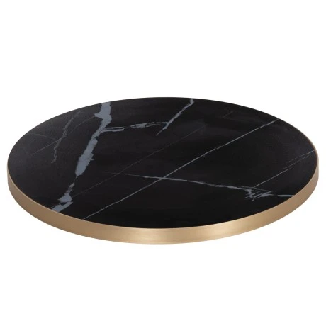 ΕΠΙΦΑΝΕΙΑ ΤΡΑΠΕΖΙΟΥ SINTERED STONE HM6653.13 BLACK MARBLE--ΠΛΑΙΣΙΟ ALU ΧΡΥΣΟ Φ70εκ.