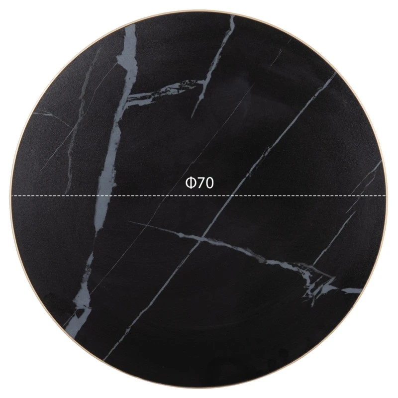 ΕΠΙΦΑΝΕΙΑ ΤΡΑΠΕΖΙΟΥ SINTERED STONE HM6653.13 BLACK MARBLE--ΠΛΑΙΣΙΟ ALU ΧΡΥΣΟ Φ70εκ.