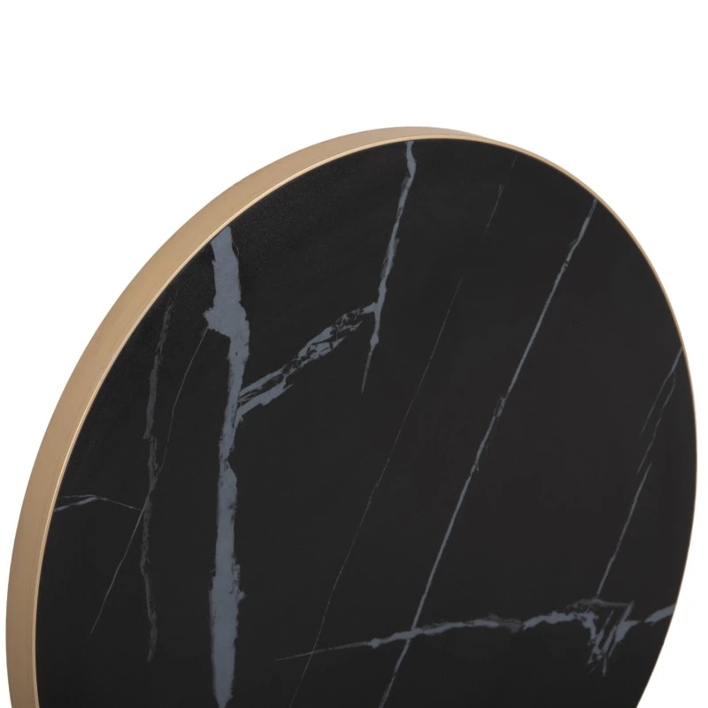 ΕΠΙΦΑΝΕΙΑ ΤΡΑΠΕΖΙΟΥ SINTERED STONE HM6653.13 BLACK MARBLE--ΠΛΑΙΣΙΟ ALU ΧΡΥΣΟ Φ70εκ.