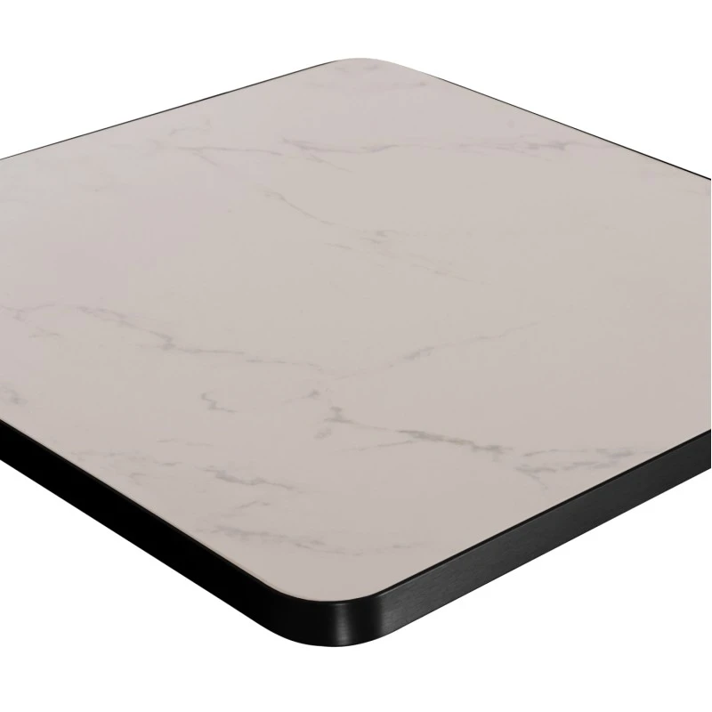 ΕΠΙΦΑΝΕΙΑ ΤΡΑΠΕΖΙΟΥ SINTERED STONE HM6654.02 WHITE MARBLE--ΠΛΑΙΣΙΟ ALU ΜΑΥΡΟ 70x70εκ.