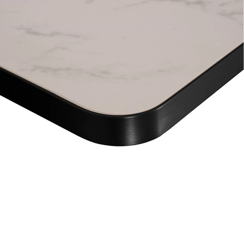 ΕΠΙΦΑΝΕΙΑ ΤΡΑΠΕΖΙΟΥ SINTERED STONE HM6654.02 WHITE MARBLE--ΠΛΑΙΣΙΟ ALU ΜΑΥΡΟ 70x70εκ.