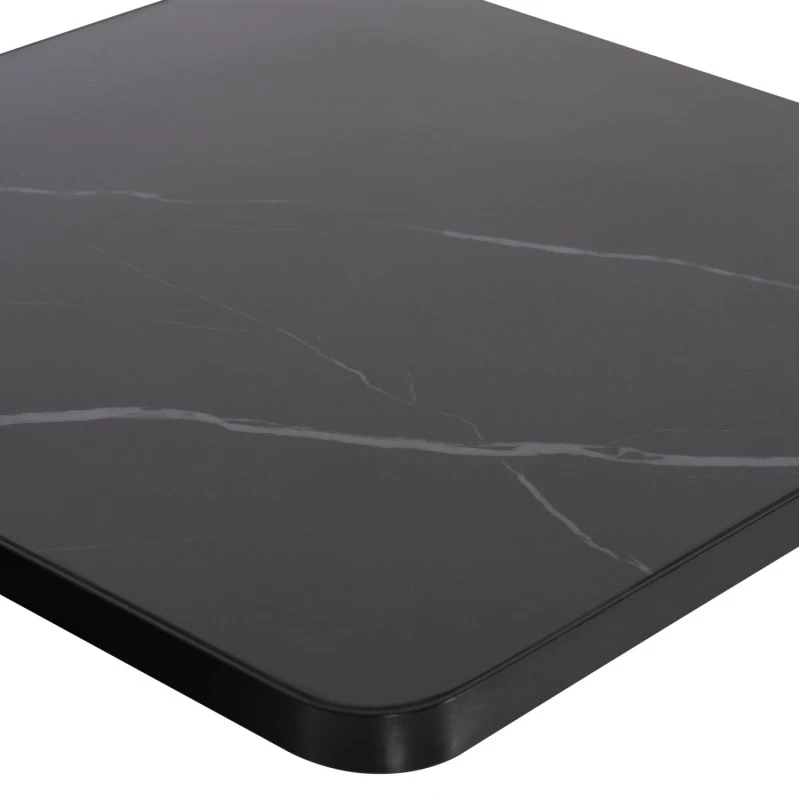 ΕΠΙΦΑΝΕΙΑ ΤΡΑΠΕΖΙΟΥ SINTERED STONE HM6654.03 BLACK MARBLE--ΠΛΑΙΣΙΟ ALU ΜΑΥΡΟ 70x70εκ.