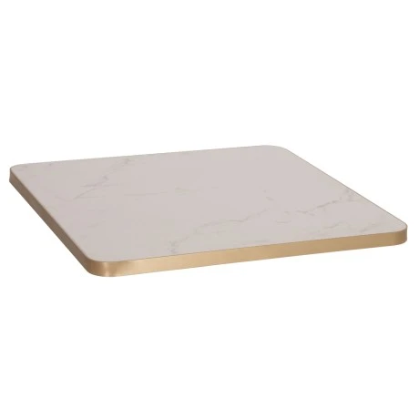 ΕΠΙΦΑΝΕΙΑ ΤΡΑΠΕΖΙΟΥ SINTERED STONE HM6654.12 WHITE MARBLE--ΠΛΑΙΣΙΟ ALU ΧΡΥΣΟ 70x70εκ.
