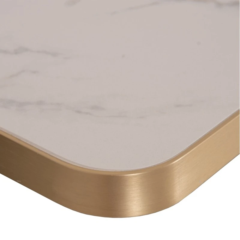 ΕΠΙΦΑΝΕΙΑ ΤΡΑΠΕΖΙΟΥ SINTERED STONE HM6654.12 WHITE MARBLE--ΠΛΑΙΣΙΟ ALU ΧΡΥΣΟ 70x70εκ.