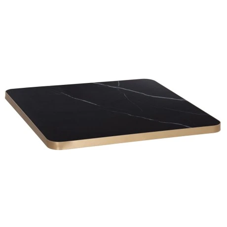 ΕΠΙΦΑΝΕΙΑ ΤΡΑΠΕΖΙΟΥ SINTERED STONE HM6654.13 BLACK MARBLE--ΠΛΑΙΣΙΟ ALU ΧΡΥΣΟ 70x70εκ.