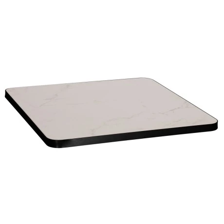 ΕΠΙΦΑΝΕΙΑ ΤΡΑΠΕΖΙΟΥ SINTERED STONE HM6655.02 WHITE MARBLE--ΠΛΑΙΣΙΟ ALU ΜΑΥΡΟ 80x80εκ.