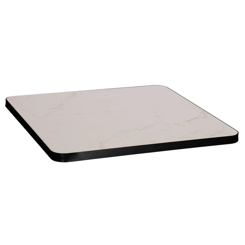 ΕΠΙΦΑΝΕΙΑ ΤΡΑΠΕΖΙΟΥ SINTERED STONE HM6655.02 WHITE MARBLE--ΠΛΑΙΣΙΟ ALU ΜΑΥΡΟ 80x80εκ.