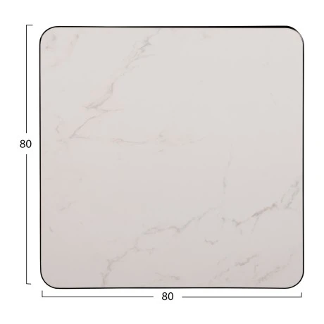 ΕΠΙΦΑΝΕΙΑ ΤΡΑΠΕΖΙΟΥ SINTERED STONE HM6655.02 WHITE MARBLE--ΠΛΑΙΣΙΟ ALU ΜΑΥΡΟ 80x80εκ.