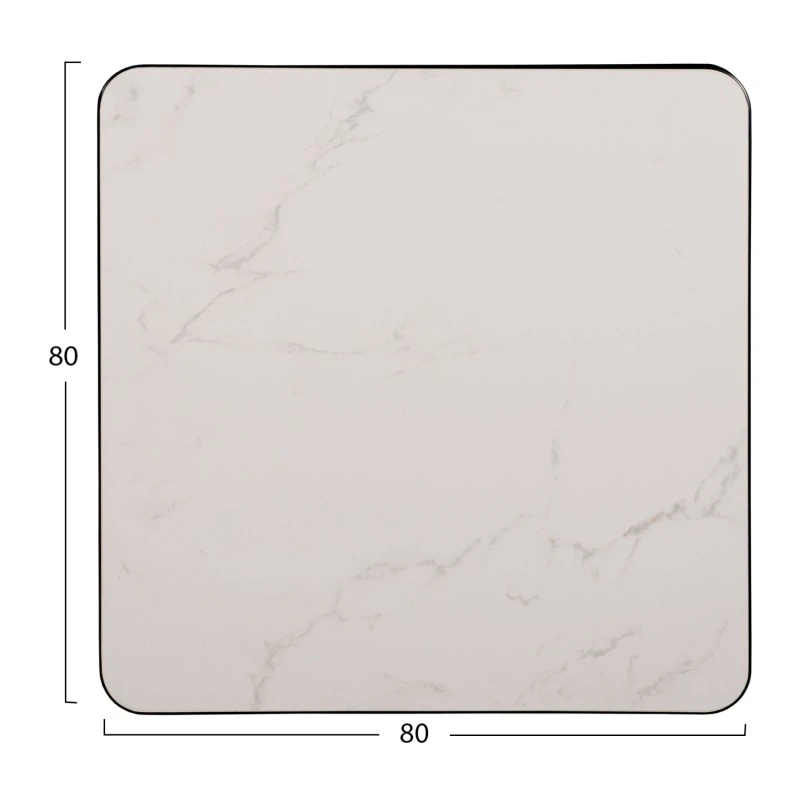 ΕΠΙΦΑΝΕΙΑ ΤΡΑΠΕΖΙΟΥ SINTERED STONE HM6655.02 WHITE MARBLE--ΠΛΑΙΣΙΟ ALU ΜΑΥΡΟ 80x80εκ.
