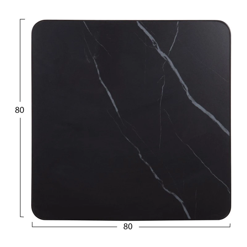 ΕΠΙΦΑΝΕΙΑ ΤΡΑΠΕΖΙΟΥ SINTERED STONE HM6655.03 BLACK MARBLE--ΠΛΑΙΣΙΟ ALU ΜΑΥΡΟ 80x80εκ.