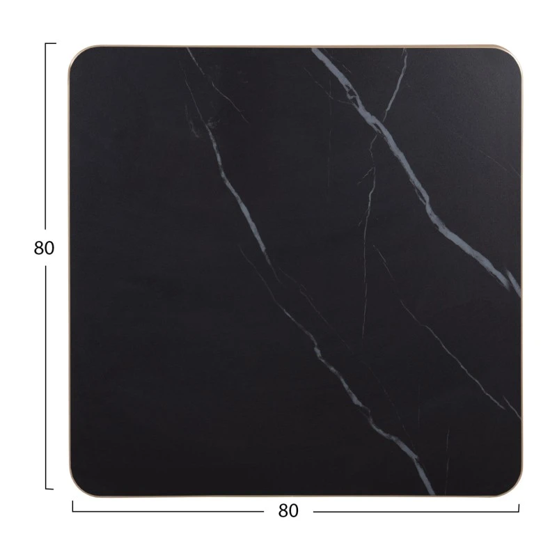 ΕΠΙΦΑΝΕΙΑ ΤΡΑΠΕΖΙΟΥ SINTERED STONE HM6655.13 BLACK MARBLE--ΠΛΑΙΣΙΟ ALU ΧΡΥΣΟ 80x80εκ.