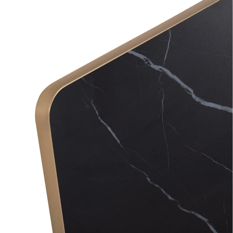 ΕΠΙΦΑΝΕΙΑ ΤΡΑΠΕΖΙΟΥ SINTERED STONE HM6655.13 BLACK MARBLE--ΠΛΑΙΣΙΟ ALU ΧΡΥΣΟ 80x80εκ.