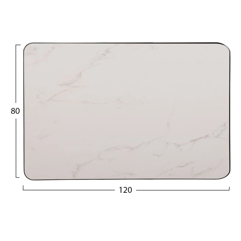 ΕΠΙΦΑΝΕΙΑ ΤΡΑΠΕΖΙΟΥ SINTERED STONE HM6656.02 WHITE MARBLE-ΠΛΑΙΣΙΟ ALU ΜΑΥΡΟ 120x80εκ.