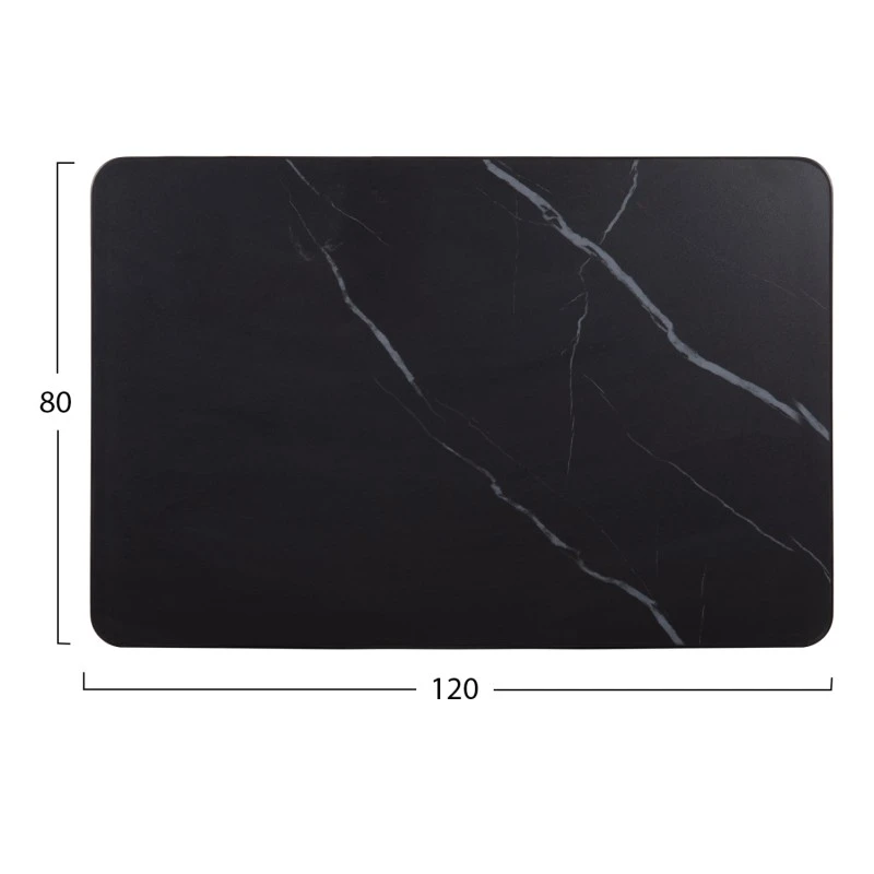 ΕΠΙΦΑΝΕΙΑ ΤΡΑΠΕΖΙΟΥ SINTERED STONE HM6656.03 BLACK MARBLE-ΠΛΑΙΣΙΟ ALU ΜΑΥΡΟ 120x80εκ.
