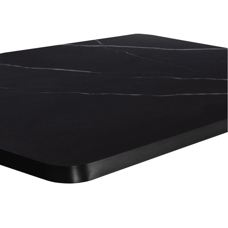 ΕΠΙΦΑΝΕΙΑ ΤΡΑΠΕΖΙΟΥ SINTERED STONE HM6656.03 BLACK MARBLE-ΠΛΑΙΣΙΟ ALU ΜΑΥΡΟ 120x80εκ.