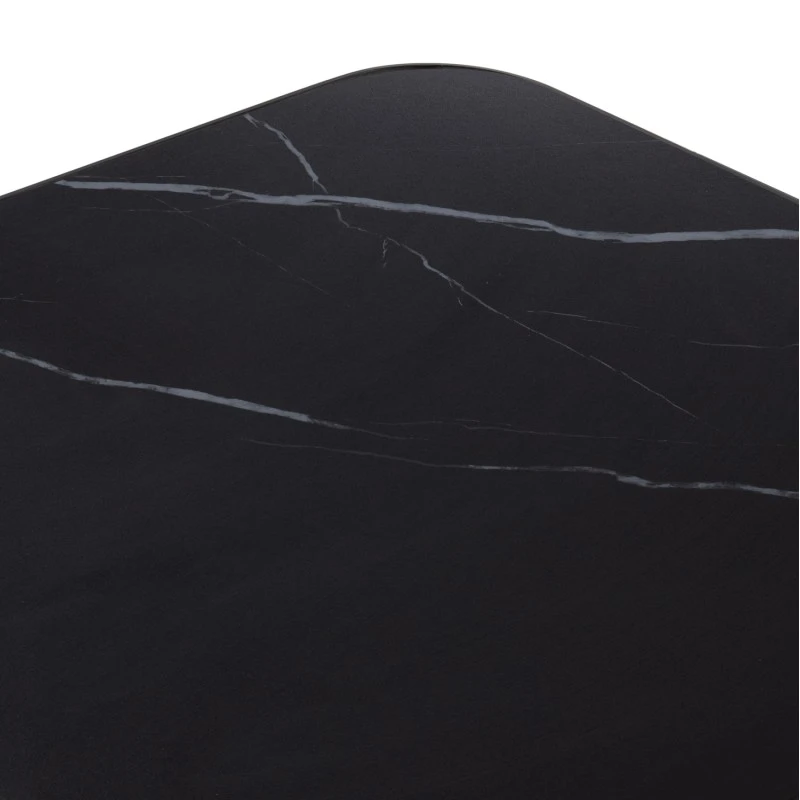 ΕΠΙΦΑΝΕΙΑ ΤΡΑΠΕΖΙΟΥ SINTERED STONE HM6656.03 BLACK MARBLE-ΠΛΑΙΣΙΟ ALU ΜΑΥΡΟ 120x80εκ.