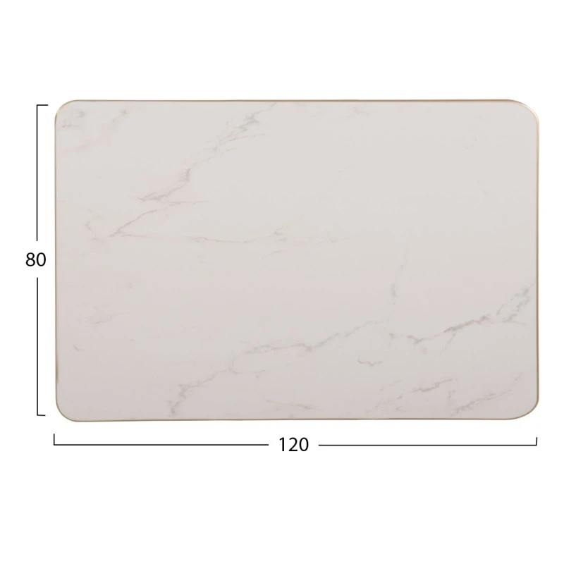 ΕΠΙΦΑΝΕΙΑ ΤΡΑΠΕΖΙΟΥ SINTERED STONE HM6656.12 WHITE MARBLE-ΠΛΑΙΣΙΟ ALU ΧΡΥΣΟ 120x80εκ.