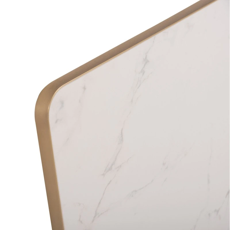 ΕΠΙΦΑΝΕΙΑ ΤΡΑΠΕΖΙΟΥ SINTERED STONE HM6656.12 WHITE MARBLE-ΠΛΑΙΣΙΟ ALU ΧΡΥΣΟ 120x80εκ.
