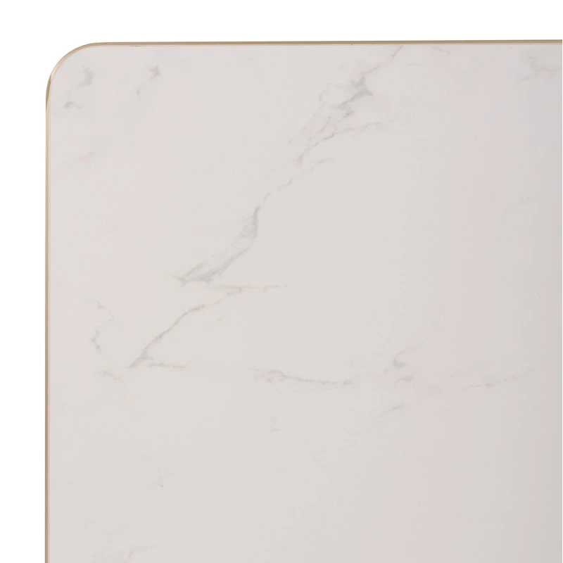ΕΠΙΦΑΝΕΙΑ ΤΡΑΠΕΖΙΟΥ SINTERED STONE HM6656.12 WHITE MARBLE-ΠΛΑΙΣΙΟ ALU ΧΡΥΣΟ 120x80εκ.