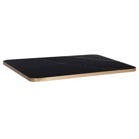 ΕΠΙΦΑΝΕΙΑ ΤΡΑΠΕΖΙΟΥ SINTERED STONE HM6656.13 BLACK MARBLE-ΠΛΑΙΣΙΟ ALU ΧΡΥΣΟ 120x80εκ.