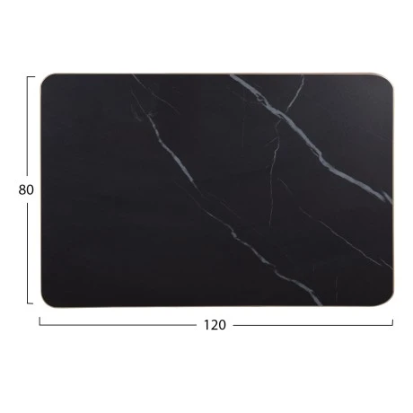 ΕΠΙΦΑΝΕΙΑ ΤΡΑΠΕΖΙΟΥ SINTERED STONE HM6656.13 BLACK MARBLE-ΠΛΑΙΣΙΟ ALU ΧΡΥΣΟ 120x80εκ.
