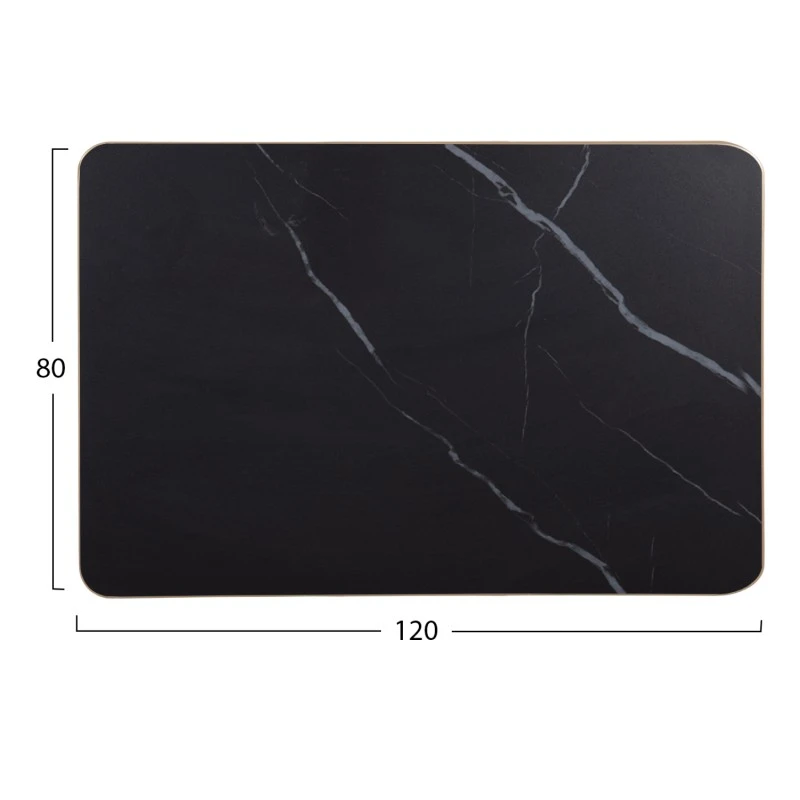 ΕΠΙΦΑΝΕΙΑ ΤΡΑΠΕΖΙΟΥ SINTERED STONE HM6656.13 BLACK MARBLE-ΠΛΑΙΣΙΟ ALU ΧΡΥΣΟ 120x80εκ.
