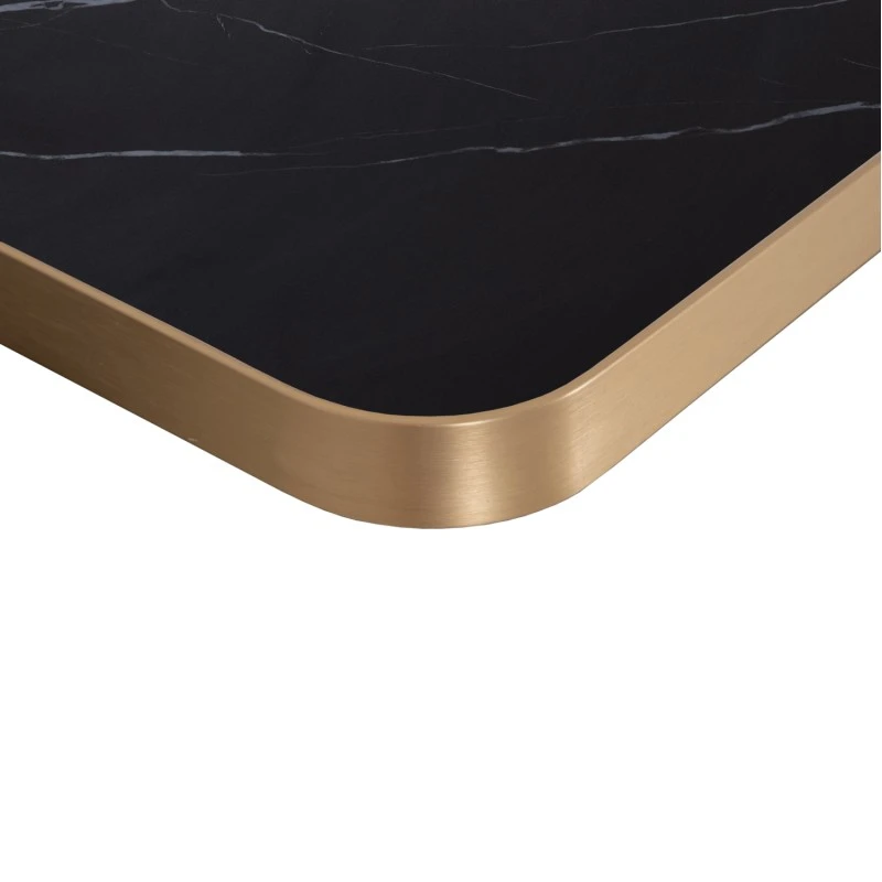 ΕΠΙΦΑΝΕΙΑ ΤΡΑΠΕΖΙΟΥ SINTERED STONE HM6656.13 BLACK MARBLE-ΠΛΑΙΣΙΟ ALU ΧΡΥΣΟ 120x80εκ.