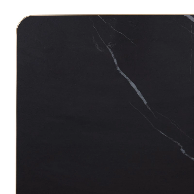 ΕΠΙΦΑΝΕΙΑ ΤΡΑΠΕΖΙΟΥ SINTERED STONE HM6656.13 BLACK MARBLE-ΠΛΑΙΣΙΟ ALU ΧΡΥΣΟ 120x80εκ.