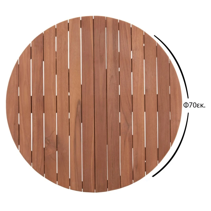 ΕΠΙΦΑΝΕΙΑ ΤΡΑΠΕΖΙΟΥ ΣΤΡΟΓΓΥΛΗ HM18133 ΞΥΛΟ TEAK--ΦΥΣΙΚΟ Φ70x4(πάχος)εκ.