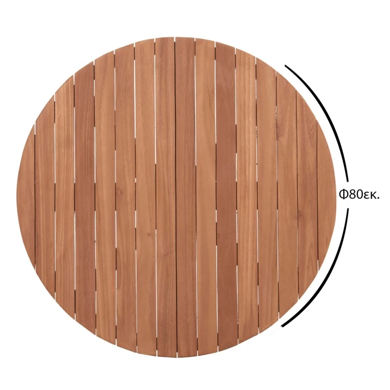ΕΠΙΦΑΝΕΙΑ ΤΡΑΠΕΖΙΟΥ ΣΤΡΟΓΓΥΛΗ HM18134 ΞΥΛΟ TEAK--ΦΥΣΙΚΟ Φ80x4(πάχος)εκ.