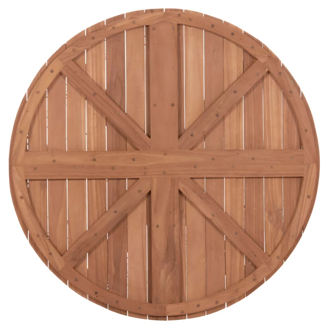 ΕΠΙΦΑΝΕΙΑ ΤΡΑΠΕΖΙΟΥ ΣΤΡΟΓΓΥΛΗ HM18134 ΞΥΛΟ TEAK--ΦΥΣΙΚΟ Φ80x4(πάχος)εκ.