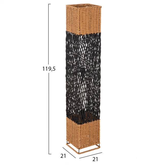 ΦΩΤΙΣΤΙΚΟ ΔΑΠΕΔΟΥ HM4355 ΜΕΤΑΛΛΟ-PAPER ROPE ΣΕ ΜΠΕΖ ΑΜΜΟΥ-ΜΑΥΡΟ 21x21x119,5Υεκ.