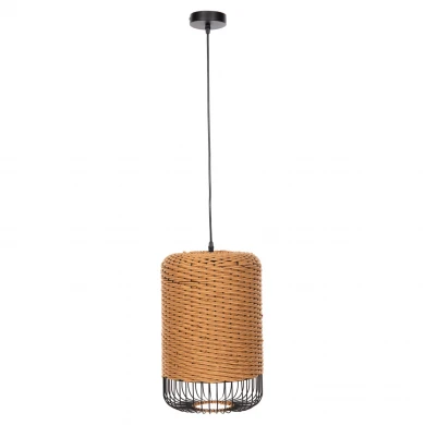 ΦΩΤΙΣΤΙΚΟ ΟΡΟΦΗΣ ΚΡΕΜΑΣΤΟ HM4340 PAPER ROPE ΜΠΕΖ-ΜΑΥΡΟ ΜΕΤΑΛΛΟ-Φ26x40-120Υεκ.