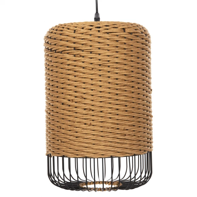 ΦΩΤΙΣΤΙΚΟ ΟΡΟΦΗΣ ΚΡΕΜΑΣΤΟ HM4340 PAPER ROPE ΜΠΕΖ-ΜΑΥΡΟ ΜΕΤΑΛΛΟ-Φ26x40-120Υεκ.