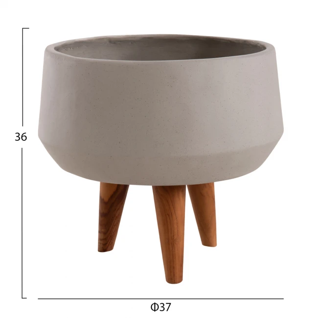 ΓΛΑΣΤΡΑ ΕΣΩΤ.ΧΩΡΟΥ QUAN HM4680.03S FIBER CEMENT ΓΚΡΙ--ΒΑΣΗ TEAK Φ37x36Υεκ
