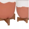 ΓΛΑΣΤΡΕΣ ΣΕΤ 2ΤΜΧ SEON HM4686.08 TERRACOTTA ΣΕ ΛΕΥΚΟ & ΤΕΡΑΚΟΤΑ--TEAK ΒΑΣΗ