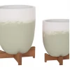 ΓΛΑΣΤΡΕΣ ΣΕΤ 2ΤΜΧ SEON HM4686.09 TERRACOTTA ΣΕ ΛΕΥΚΟ & ΠΡΑΣΙΝΟ--TEAK ΒΑΣΗ