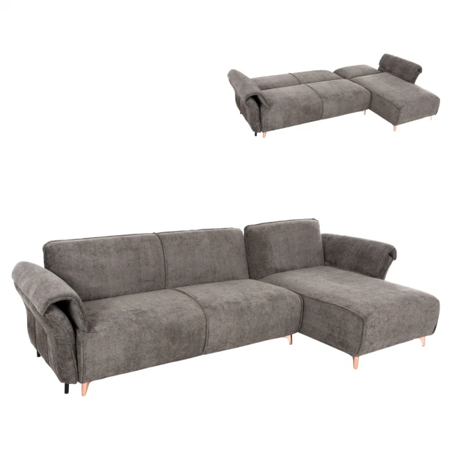 ΓΩΝΙΑΚΟΣ ΑΝΑΣΤΡΕΨ. ΚΑΝΑΠΕΣ-ΚΡΕΒΑΤΙ MAILO HM6071.02 ΣΚΟΥΡΟ ΓΚΡΙ ΥΦΑΣΜΑ-ΜΕΤΑΛ.ΠΟΔΙΑ 300x150x80Υεκ