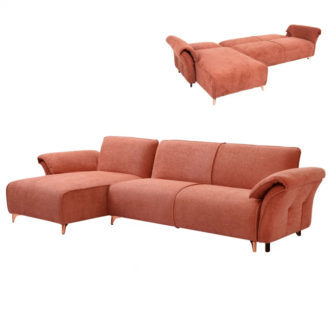 ΓΩΝΙΑΚΟΣ ΑΝΑΣΤΡΕΨ. ΚΑΝΑΠΕΣ-ΚΡΕΒΑΤΙ MAILO HM6071.04 ΠΟΡΤΟΚΑΛΙ ΥΦΑΣΜΑ-ΜΕΤΑΛ.ΠΟΔΙ 300x150x80Υεκ