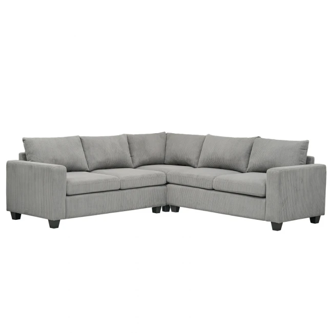 ΓΩΝΙΑΚΟΣ ΚΑΝΑΠΕΣ CALDER HM3286.01 ΓΚΡΙ ΥΦΑΣΜΑ 254x254x90x91Υεκ.