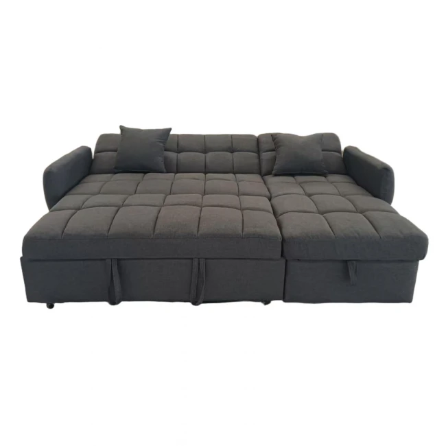 ΓΩΝΙΑΚΟΣ ΚΑΝΑΠΕΣ-ΚΡΕΒΑΤΙ ΑΝΑΣΤΡΕΨΙΜΟΣ NEZU HM3294.01 ΓΚΡΙ ΥΦΑΣΜΑ 213x145x83Υεκ.