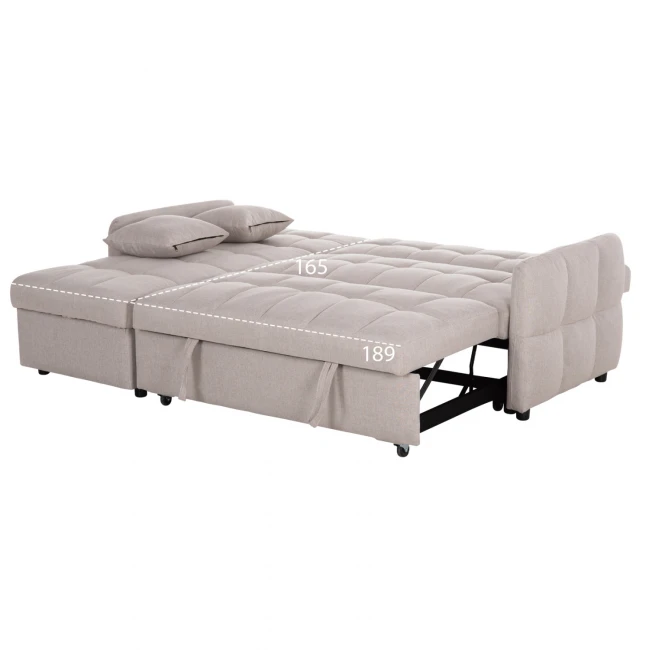 ΓΩΝΙΑΚΟΣ ΚΑΝΑΠΕΣ-ΚΡΕΒΑΤΙ ΑΝΑΣΤΡΕΨΙΜΟΣ NEZU HM3294.02 ΜΠΕΖ ΥΦΑΣΜΑ 210x140x78Υεκ.