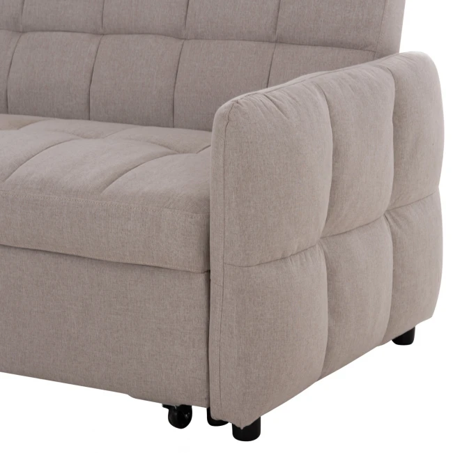 ΓΩΝΙΑΚΟΣ ΚΑΝΑΠΕΣ-ΚΡΕΒΑΤΙ ΑΝΑΣΤΡΕΨΙΜΟΣ NEZU HM3294.02 ΜΠΕΖ ΥΦΑΣΜΑ 210x140x78Υεκ.