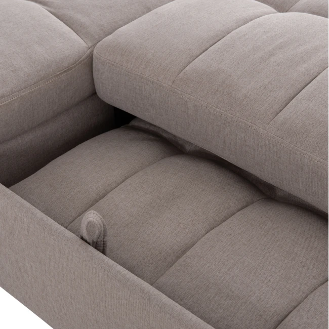 ΓΩΝΙΑΚΟΣ ΚΑΝΑΠΕΣ-ΚΡΕΒΑΤΙ ΑΝΑΣΤΡΕΨΙΜΟΣ NEZU HM3294.02 ΜΠΕΖ ΥΦΑΣΜΑ 210x140x78Υεκ.